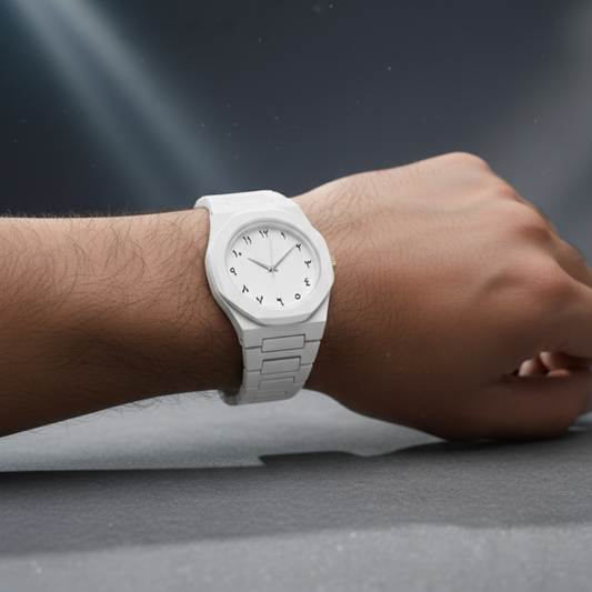 Luxury White Aura Arabic Numeral Watch - Minimalist Matte White Wristwatch for Men & Women