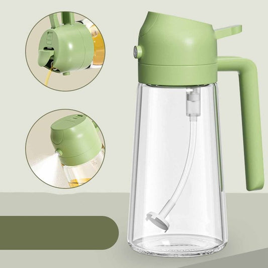 2-in-1 Glass Oil Sprayer & Dispenser (400ml) - Leak-Proof Oil Bottle
