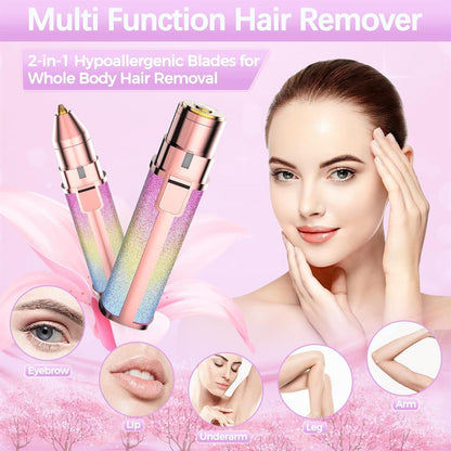 2-in-1 Rechargeable Eyebrow Trimmer & Painless Facial Hair Remover for Women