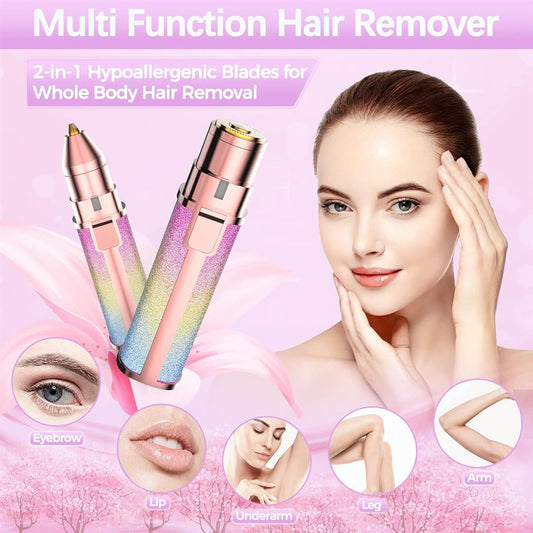 2-in-1 Rechargeable Eyebrow Trimmer & Painless Facial Hair Remover for Women
