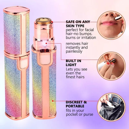 2-in-1 Rechargeable Eyebrow Trimmer & Painless Facial Hair Remover for Women