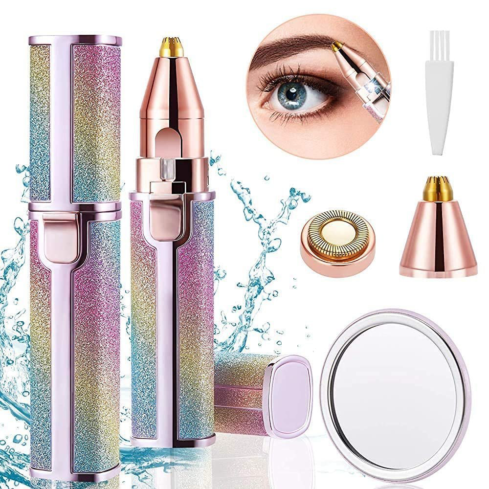 2-in-1 Rechargeable Eyebrow Trimmer & Painless Facial Hair Remover for Women