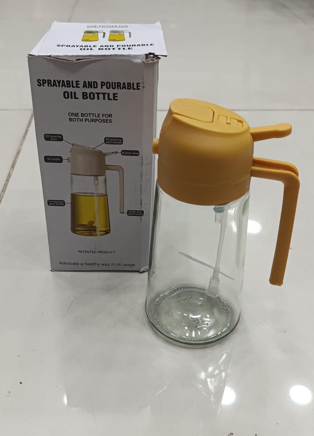 2-in-1 Glass Oil Sprayer & Dispenser (400ml) - Leak-Proof Oil Bottle