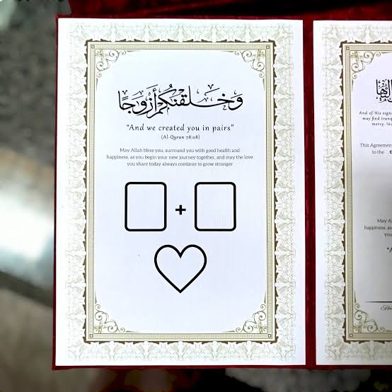 Customized Nikkah Nama Booklet with Names & Date - Premium Velvet Finish